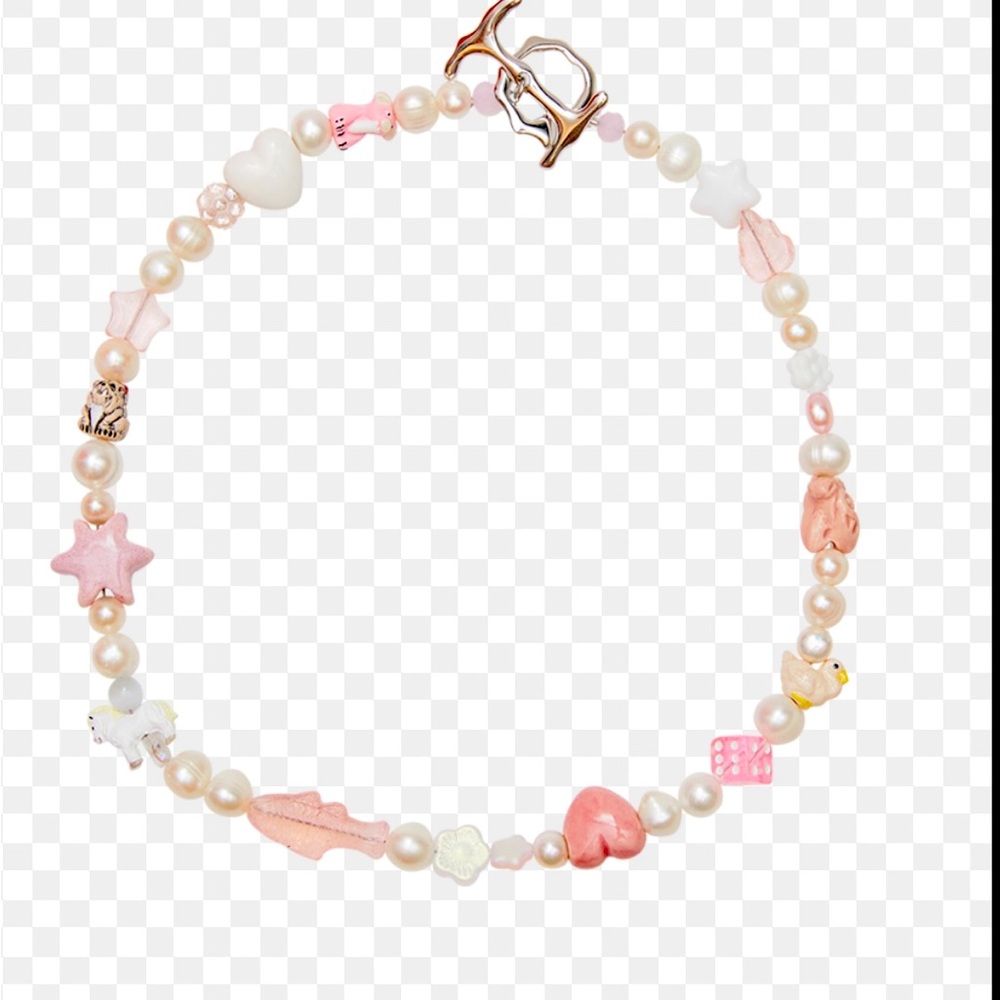 Ian Charms Pink & White Necklace 🦄